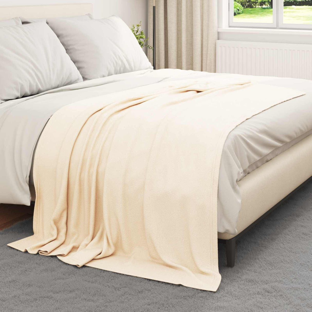 Vidaxl gooi deken crème 200 x 150 cm fleece