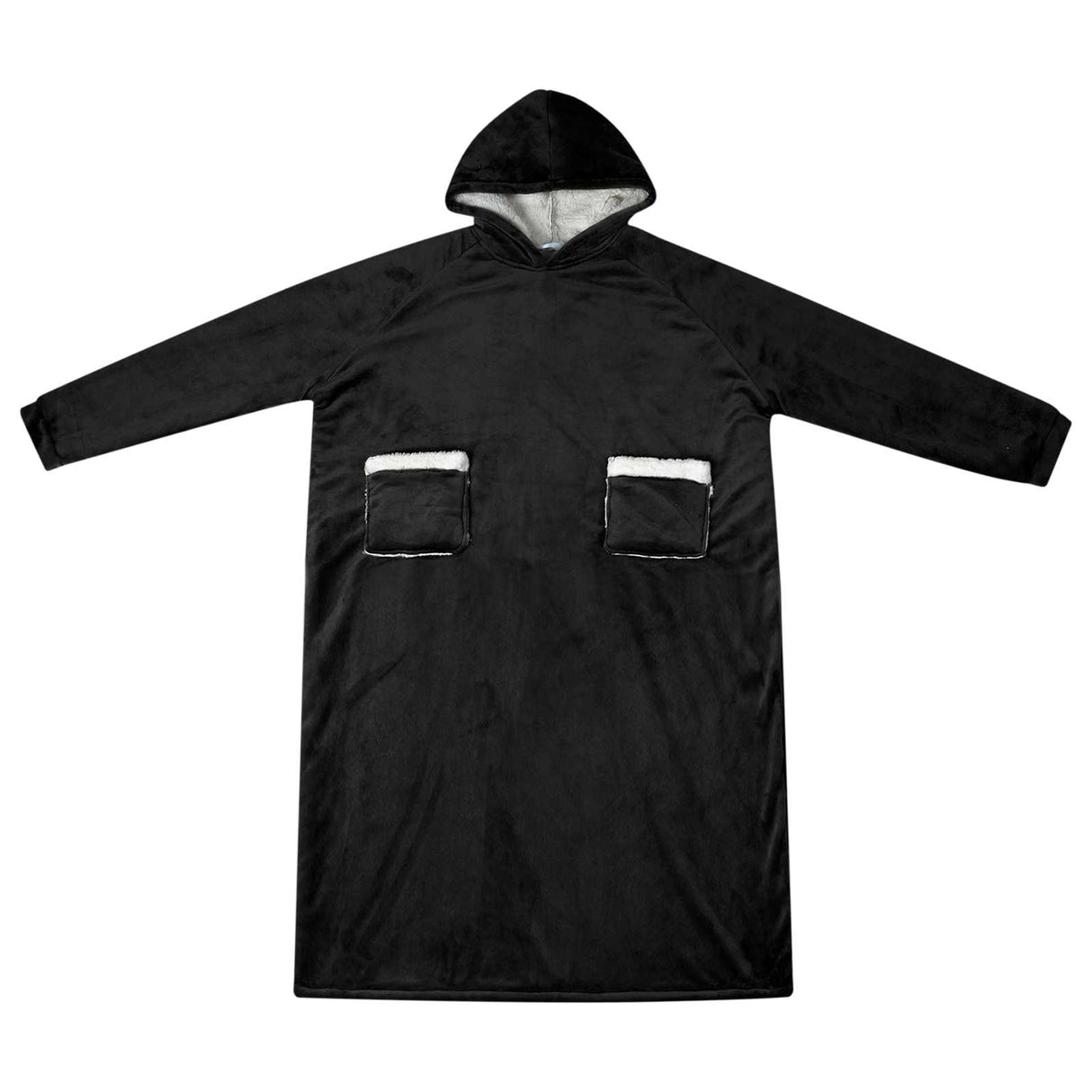 Vidaxl deken hoodie zwart l fleece en flanel