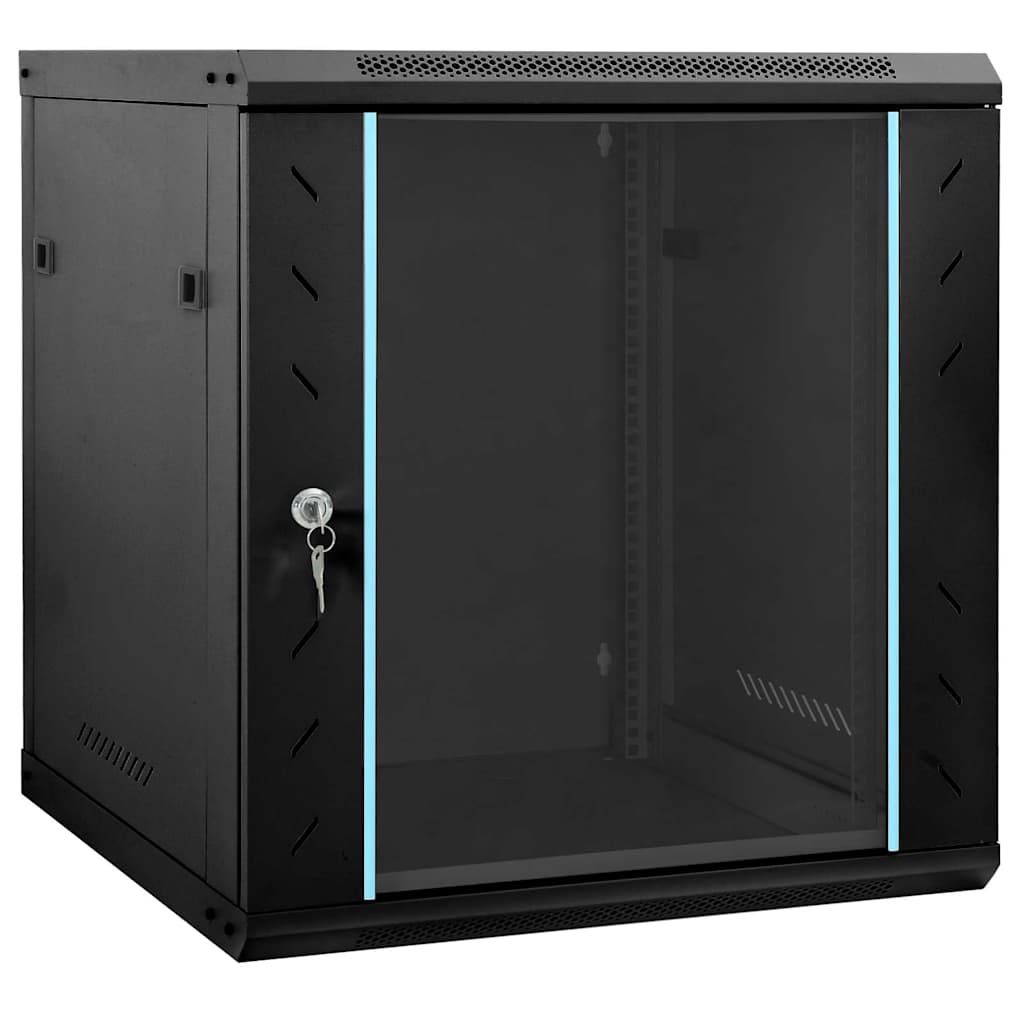 Vidaxl netwerk kabinet met opslag zwart 60 x 45 x 65 cm staal