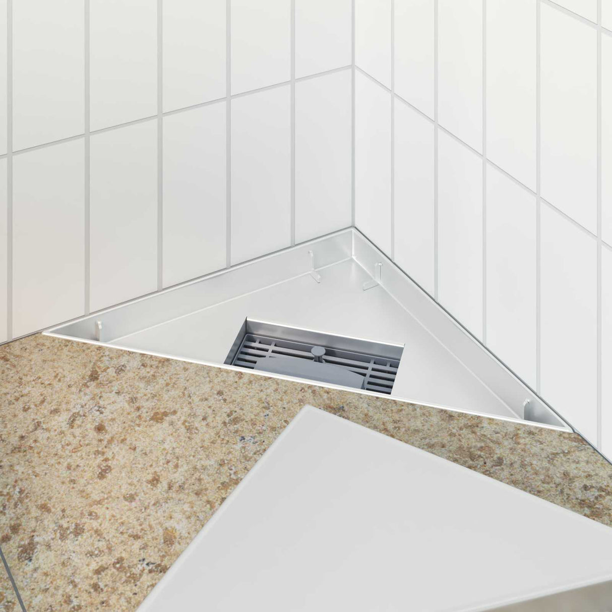 Vidaxl 2 in 1 driehoek doucheafvoer zilver 32 x 32 x 7,5 cm