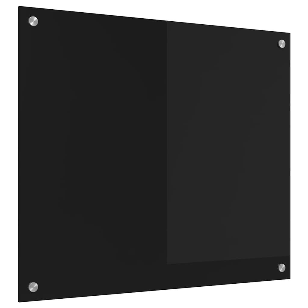 Vidaxl keuken achterwand zwart 70 x 60 cm gehard glas