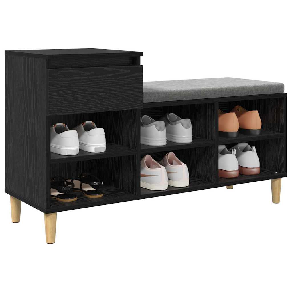 Vidaxl schoenenkast met lade zwart eiken 102 x 36 x 60 cm bewerkt hout