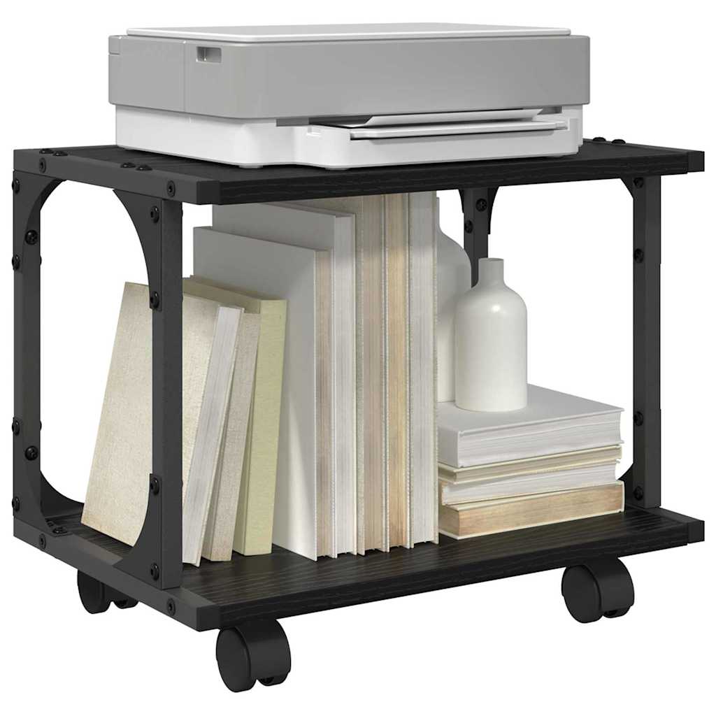 Vidaxl printerstand zwart eiken 41 x 28 x 33.5 cm bewerkt hout