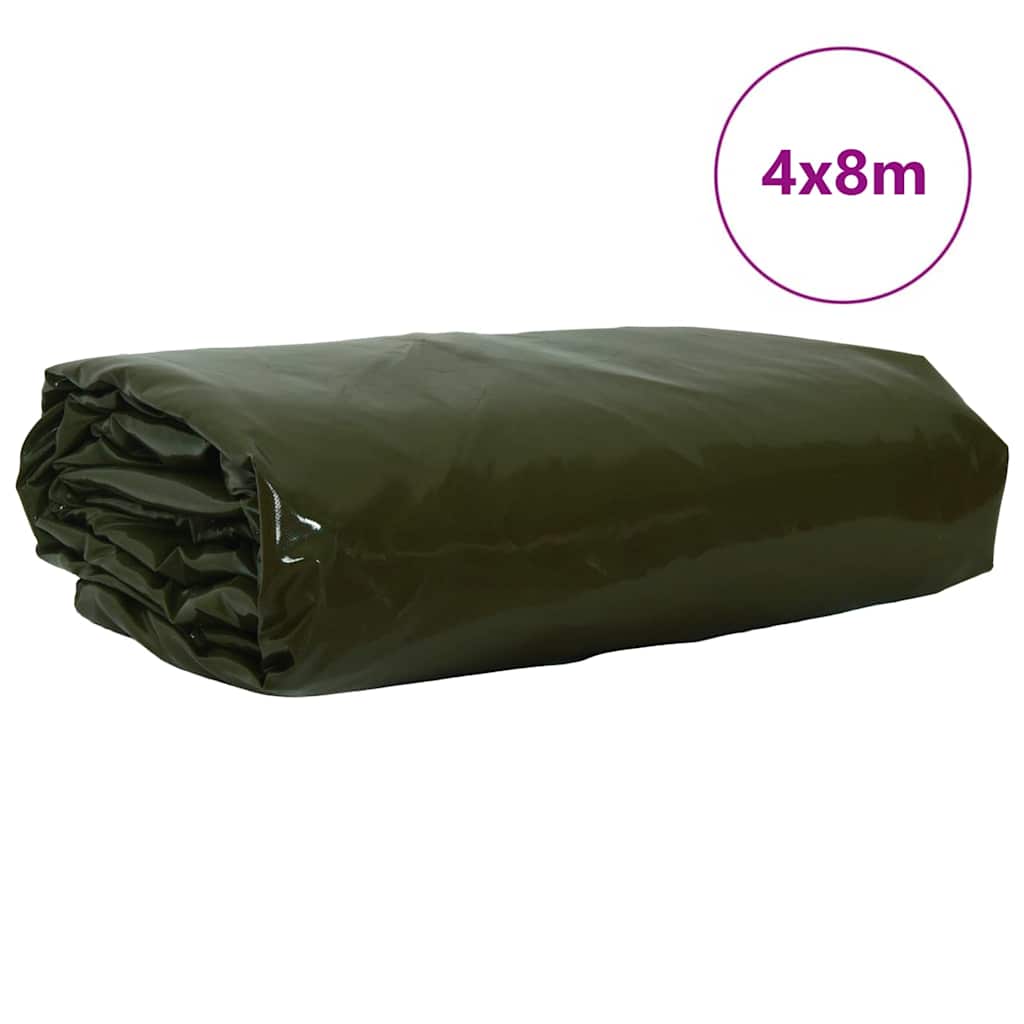 Vidaxl zeil 650g m² olijf groen 4 x 8 m canvas met pvc-coating