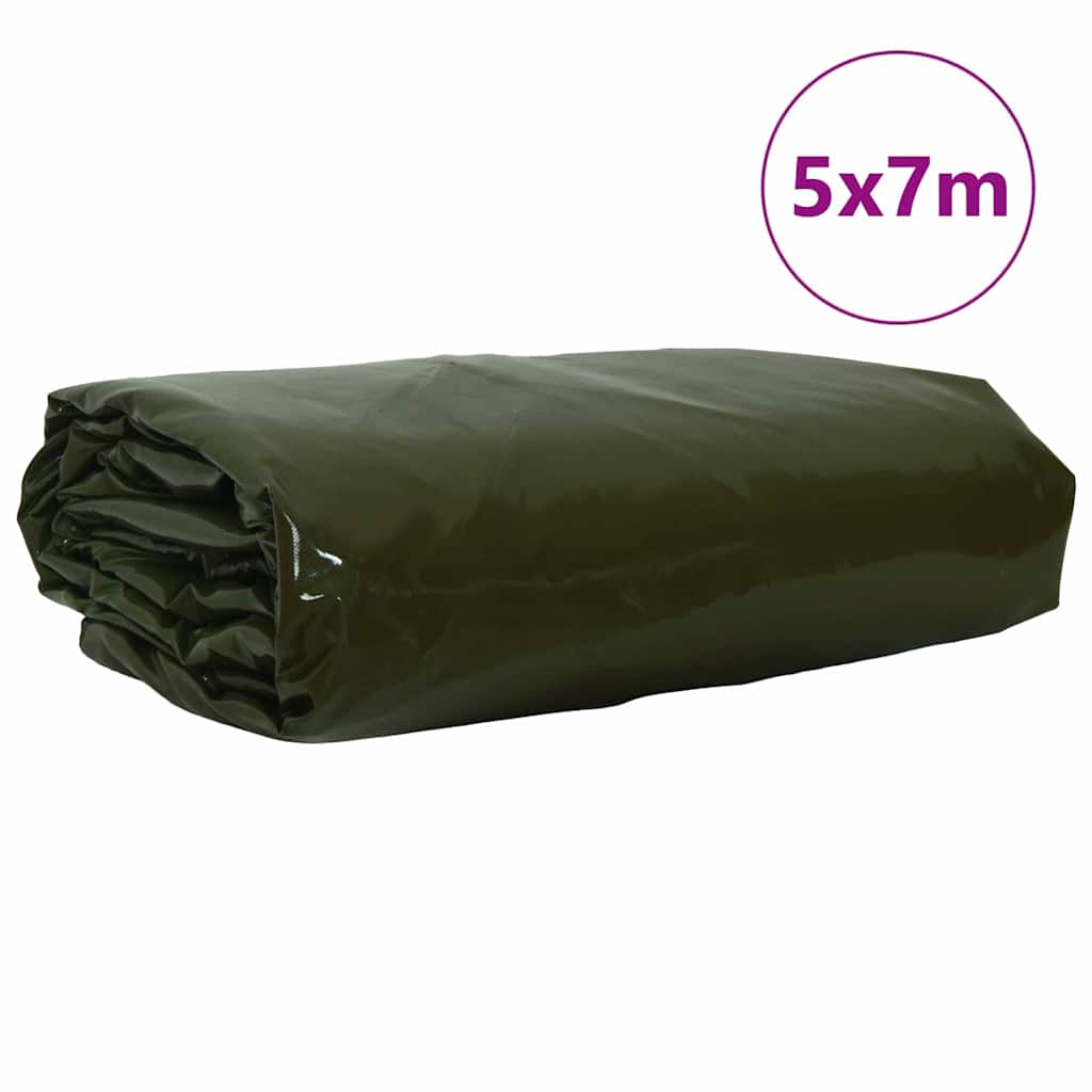 Vidaxl zeil 650g m² olijf groen 5 x 7 m canvas met pvc-coating