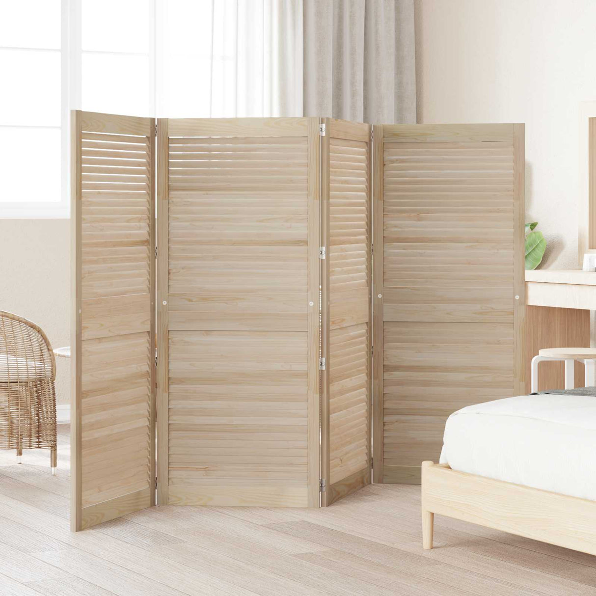 Vidaxl kastdeur 4 pcs naturel 140,5 x 2,1 x 59,5 cm massief grenenhout