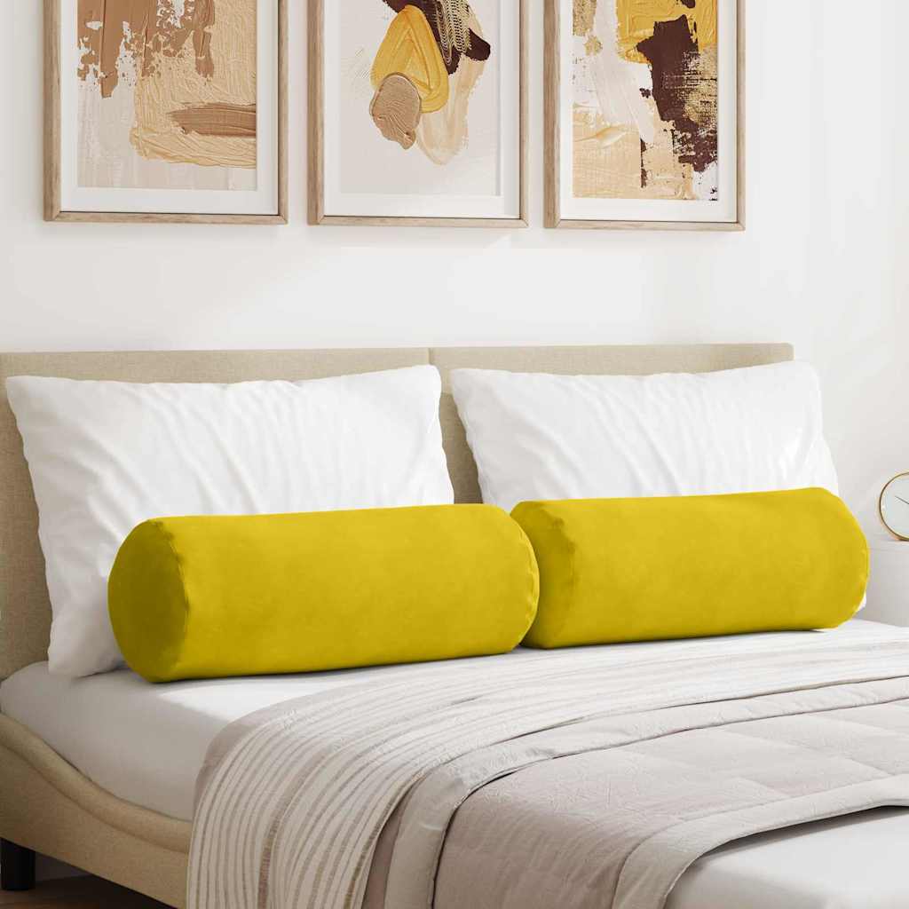 Vidaxl bolster kussens 2 stuks geel ø 25 x 70 cm cordstof