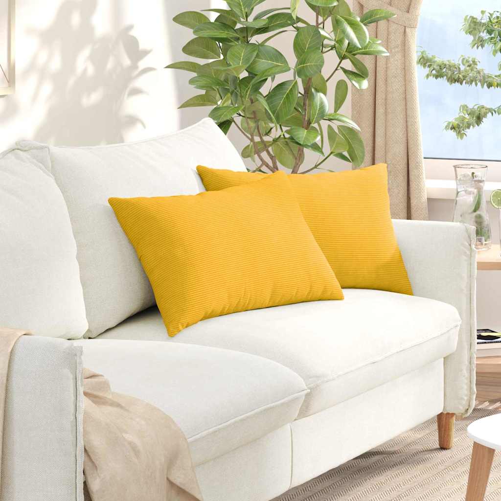 Vidaxl sofa kussens 2 stuks lichtgeel 60 x 40 cm cordstof
