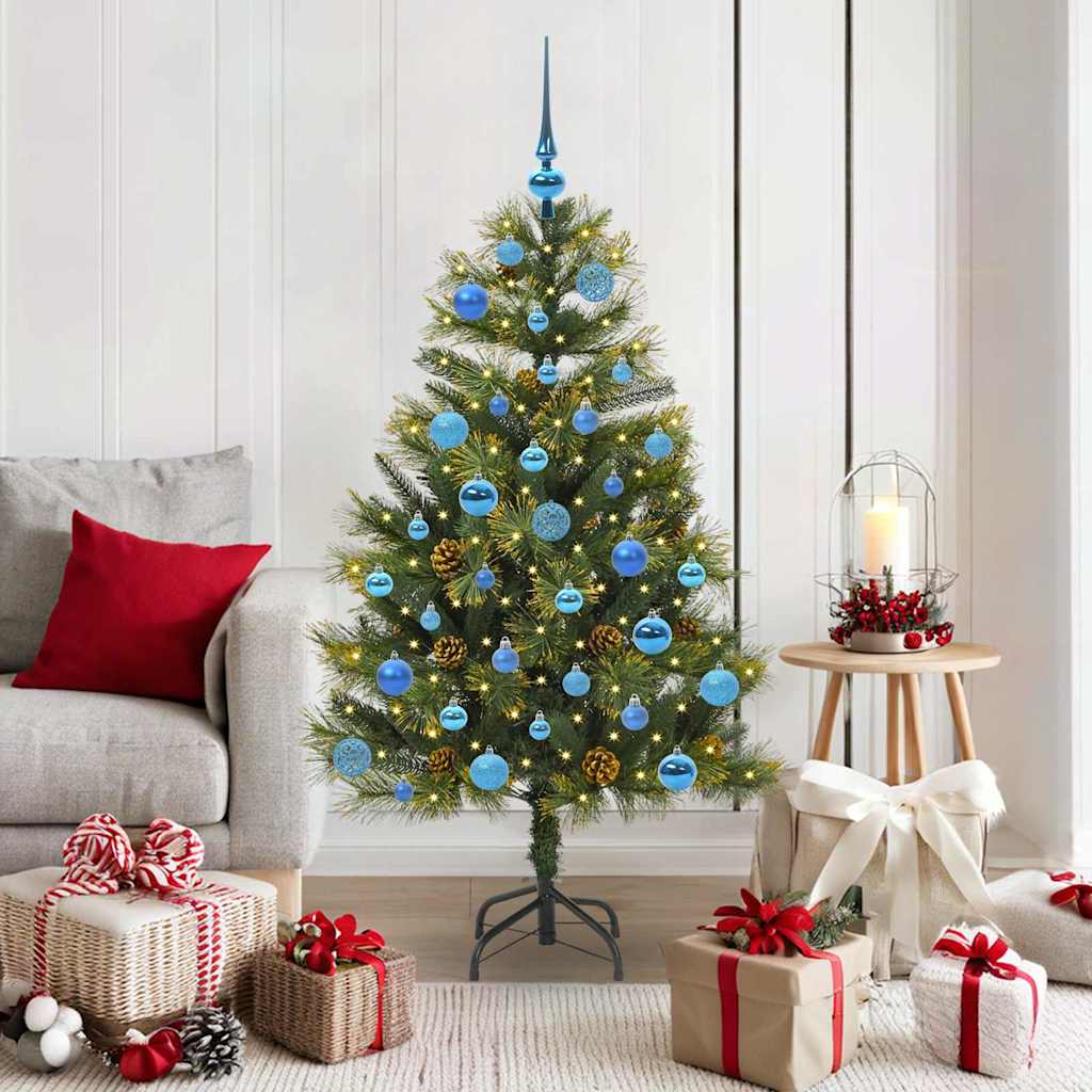 Vidaxl kunstmatige scharnier kerstboom met cones groen 150 cm