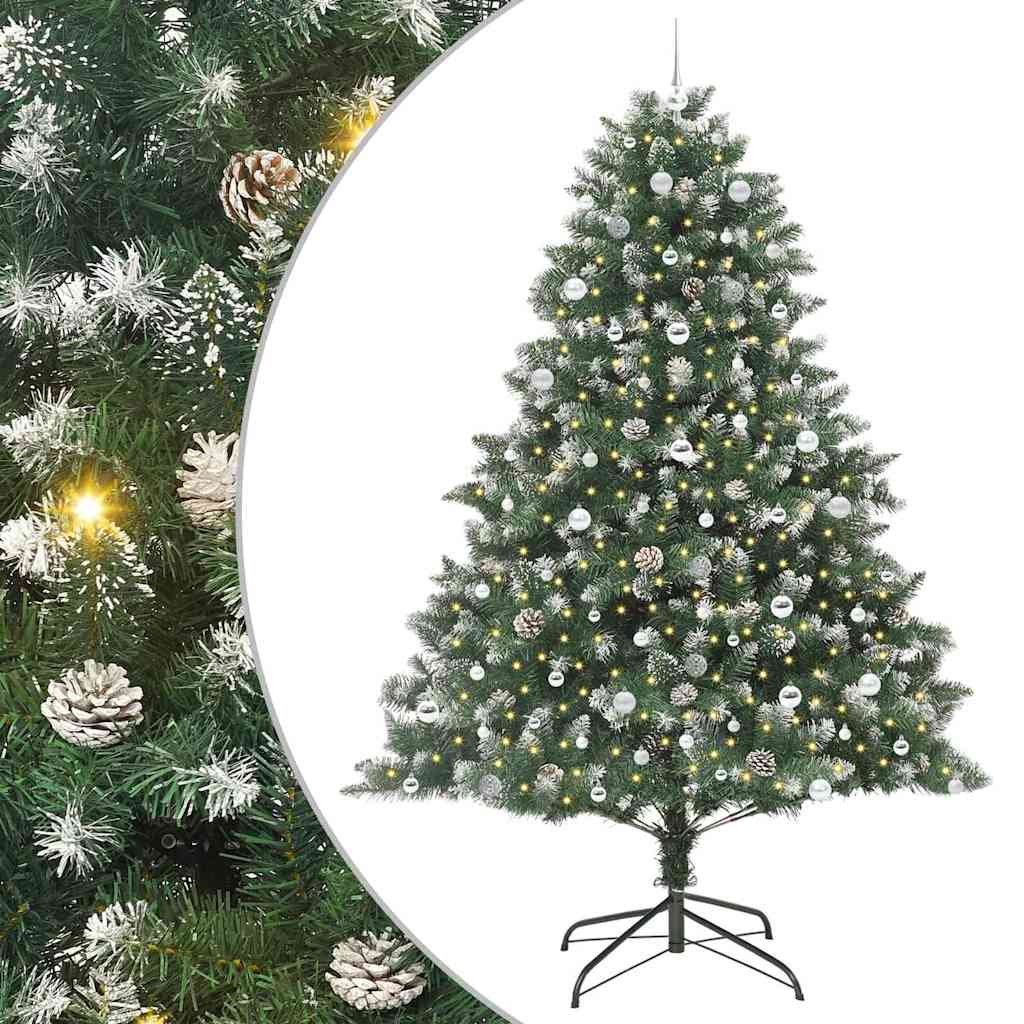 Vidaxl kunstkerstboom met 300 led groen 240 cm pvc en plastic en staal