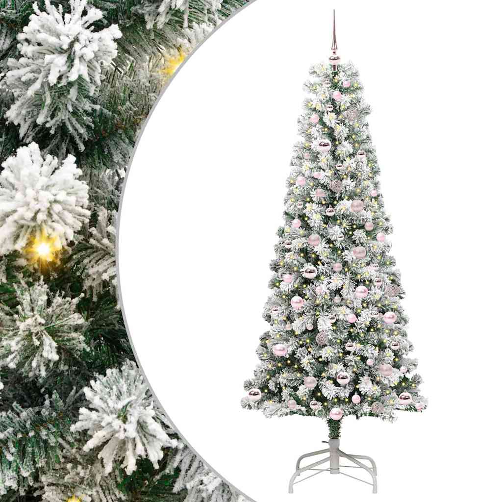 Vidaxl kunstmatige inklapbare kerstboom groen en wit 210 cm