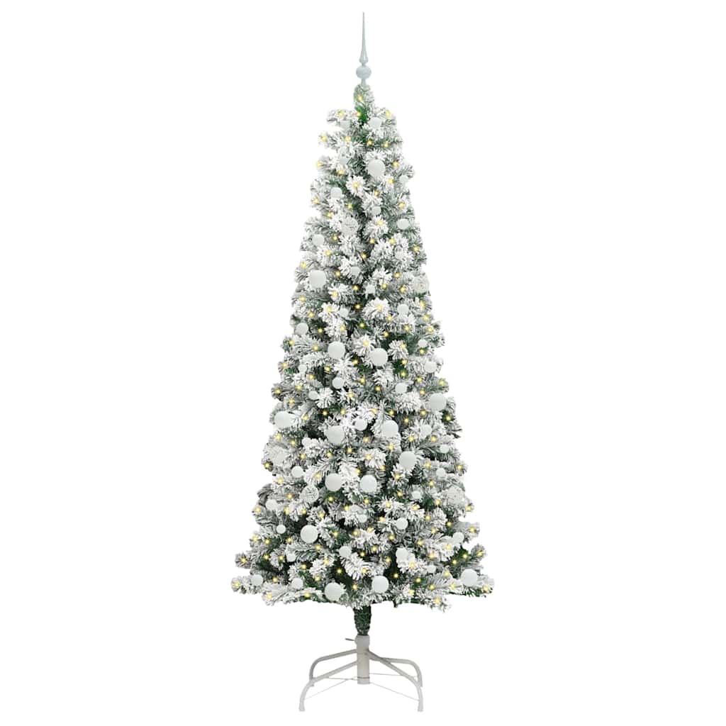 Vidaxl kunstmatige inklapbare kerstboom groen en wit 210 cm