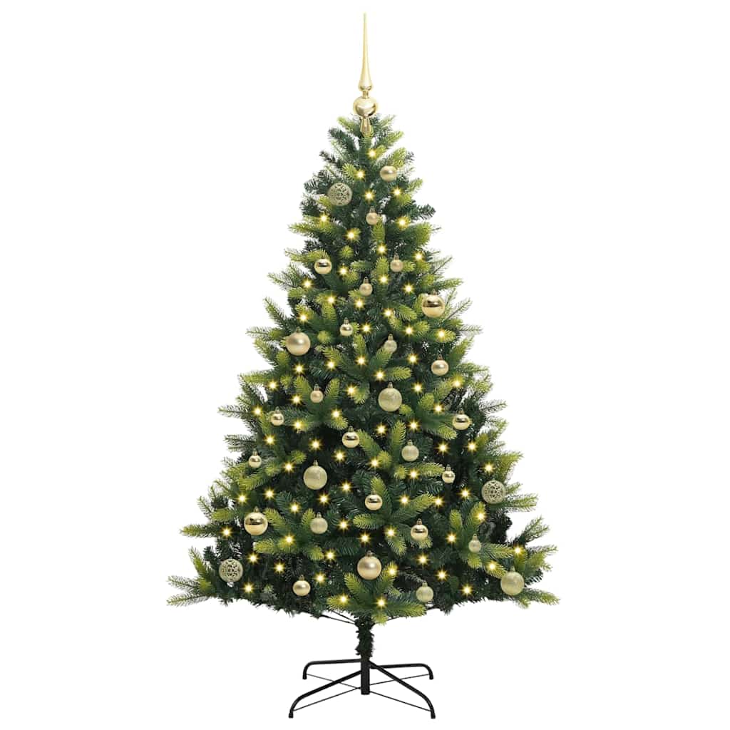 Vidaxl kunstkerstboom met scharnier 150 leds groen 150 cm pvc en pe