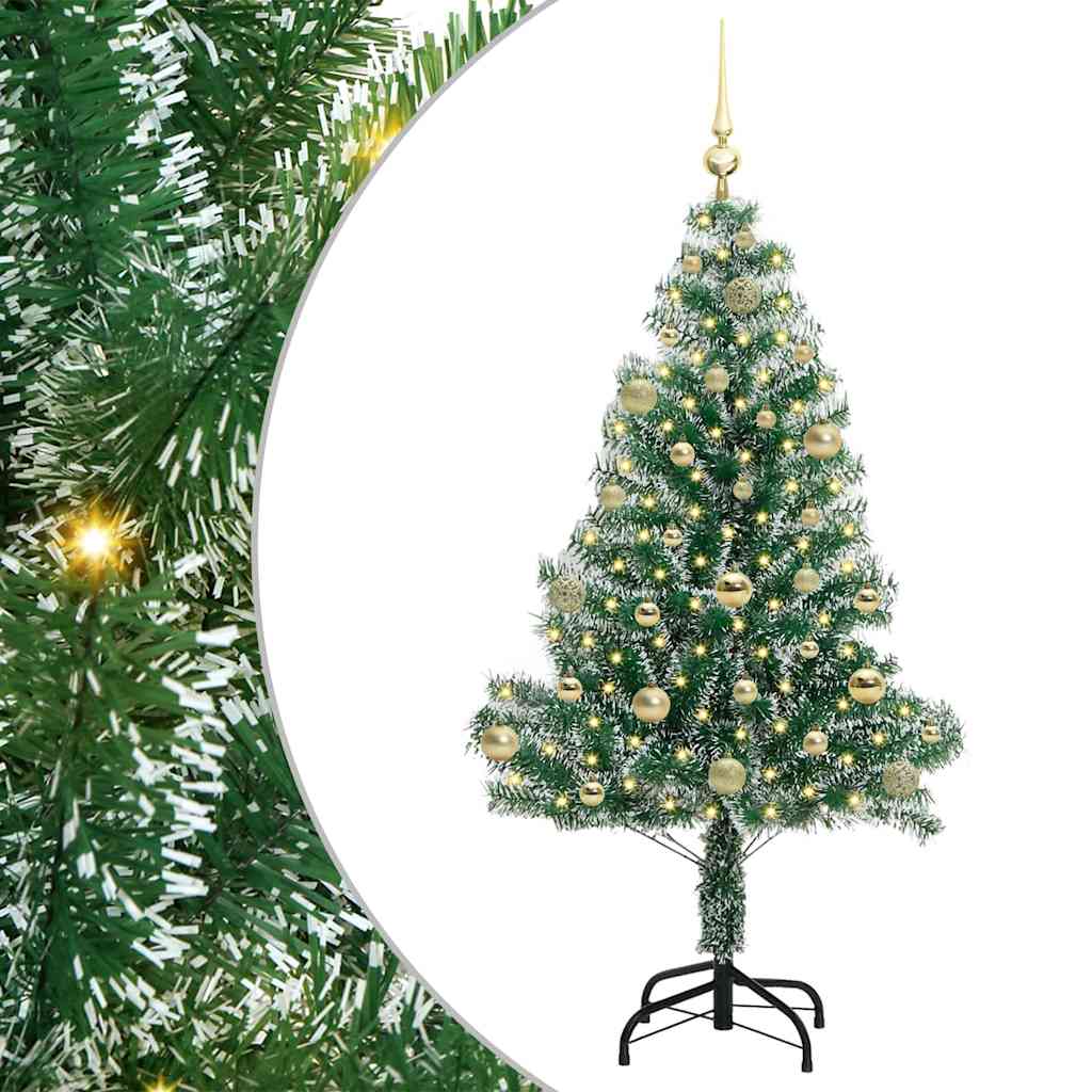 Vidaxl kunstmatige kerstboom sneeuw gevlochten met led licht 150 cm