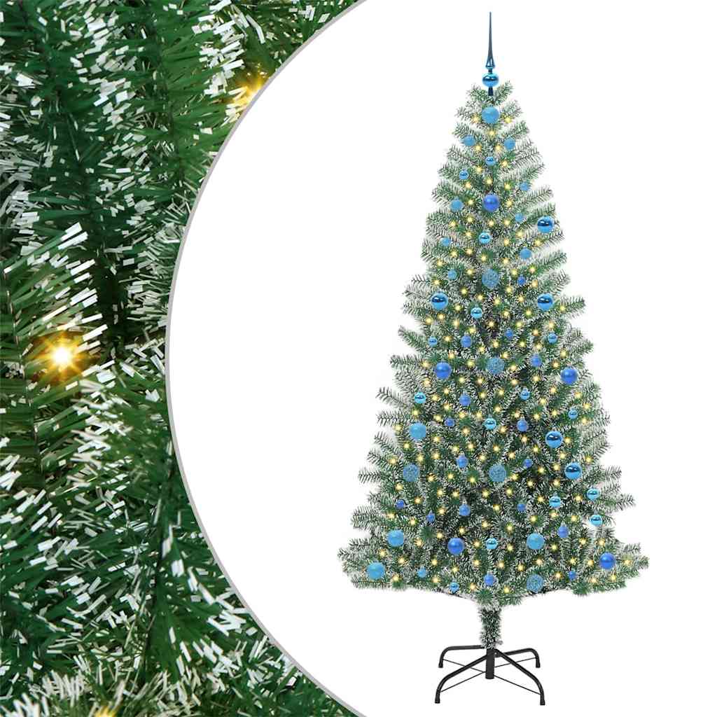 Vidaxl kunstmatige kerstboom sneeuw gevlochten met led licht 210 cm