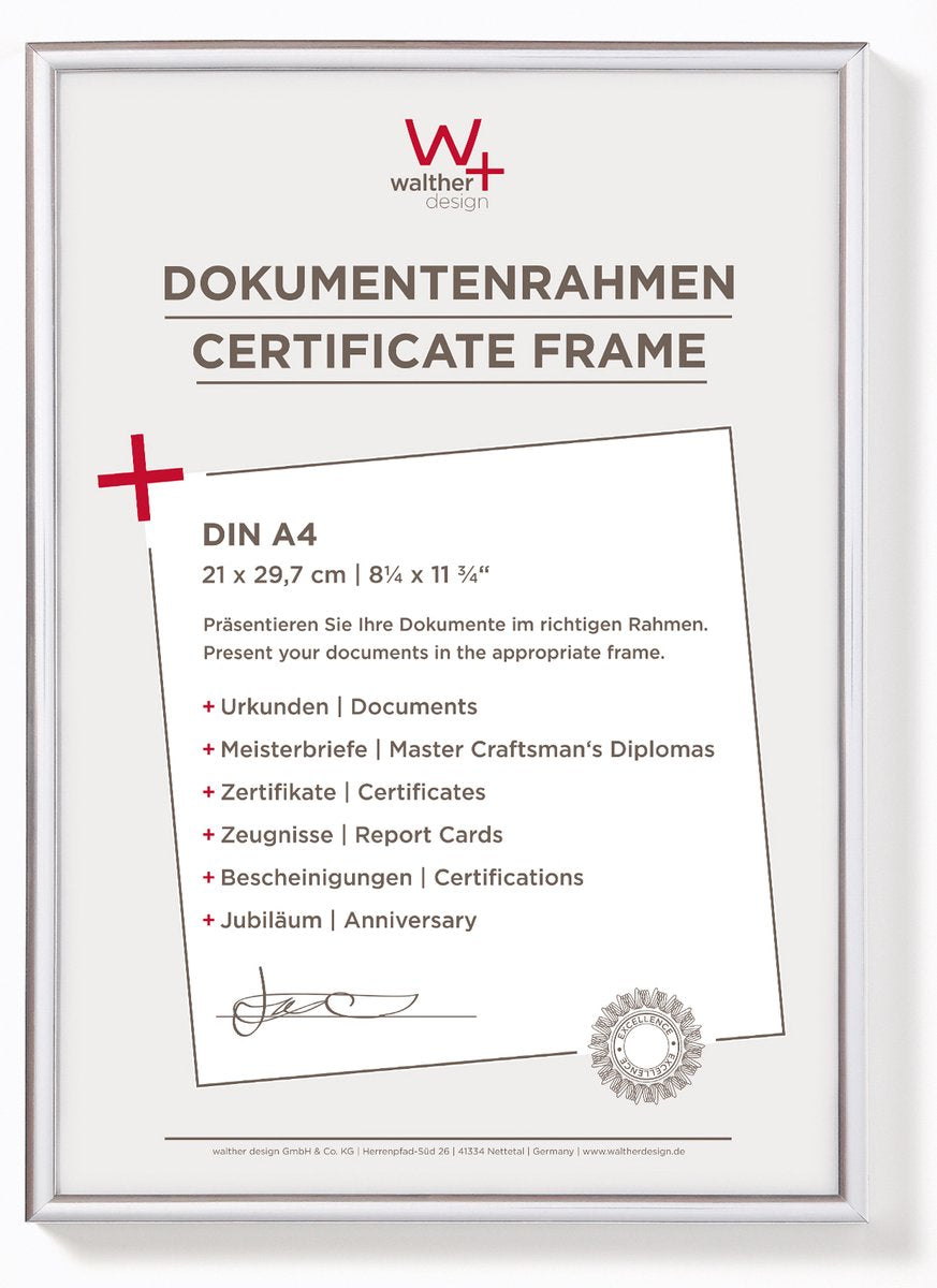 Walther New Lifestyle - Kunststoffrahmen - Fotogröße 21x29,7 cm (Din A4) - Silber