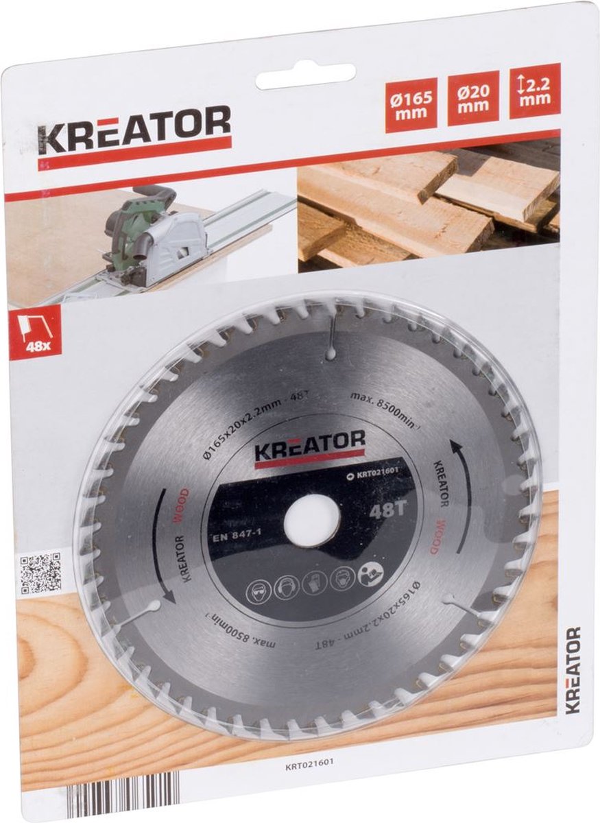 Kreator krt021601 Tauchsägeblatt Holz 165 mm 48 Zähne