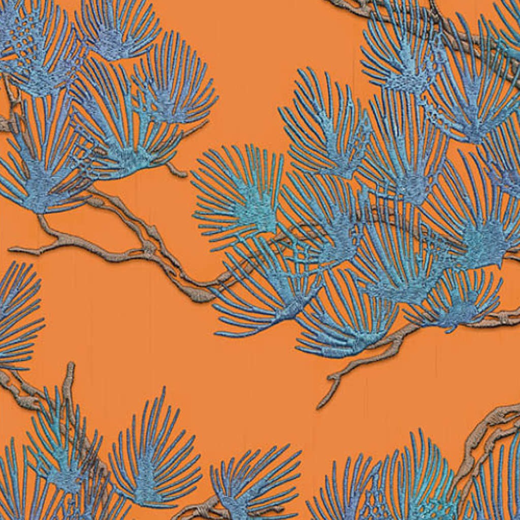 DUTCH WALLCOVERINGS DUTCH WALLCOVERINGS Tapete Kiefer blau und orange