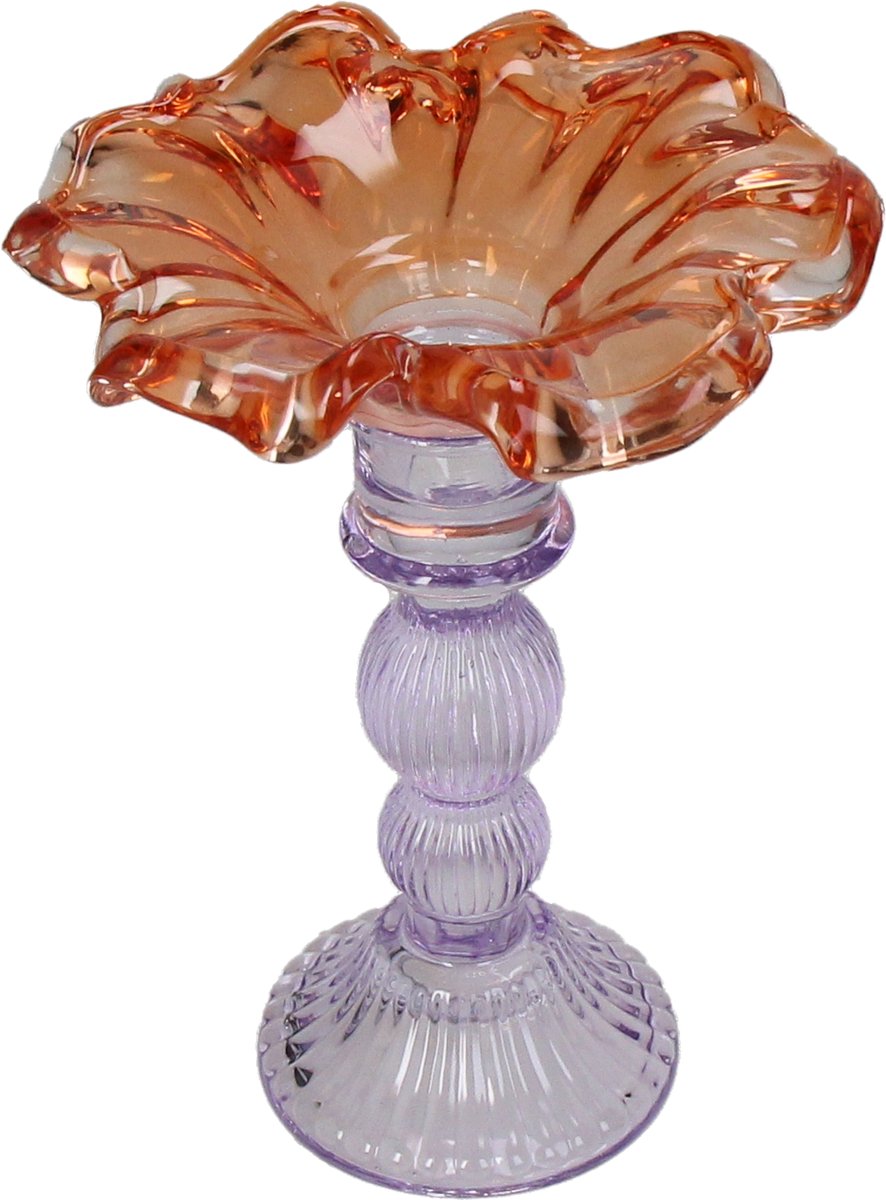 Hd collection kandelaar glas multi 14x14x19cm