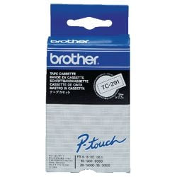 Briefband Brother TC291 9mm schwarz auf weiß laminiert