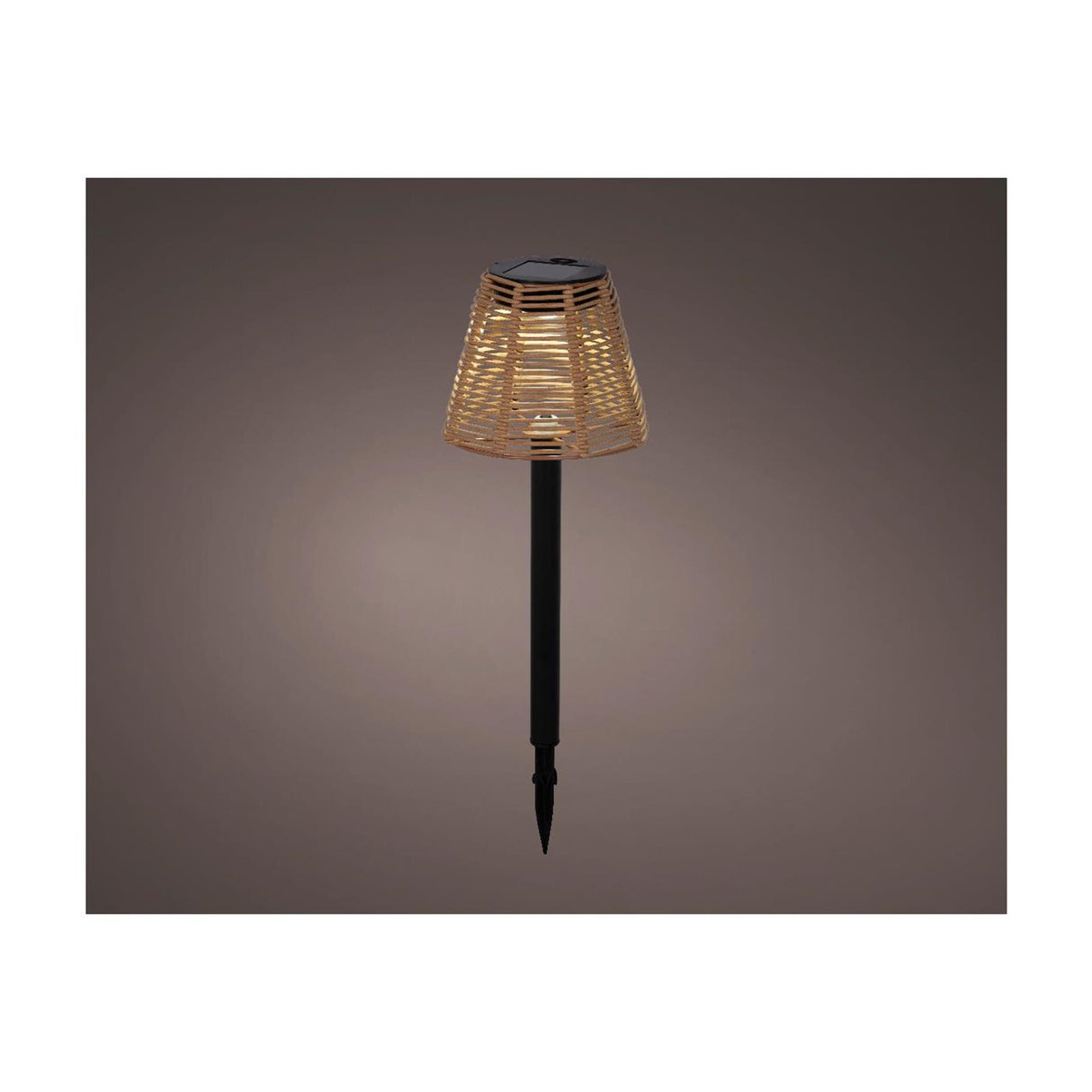 Lumineo solar steeklamp wicker ã˜12xh30cm