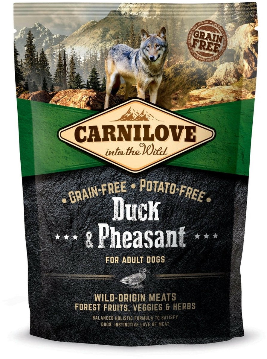 Carnilove Hundefutter – Ente und Fasan – getreidefrei, 1,5 kg, hoher Fleischanteil
