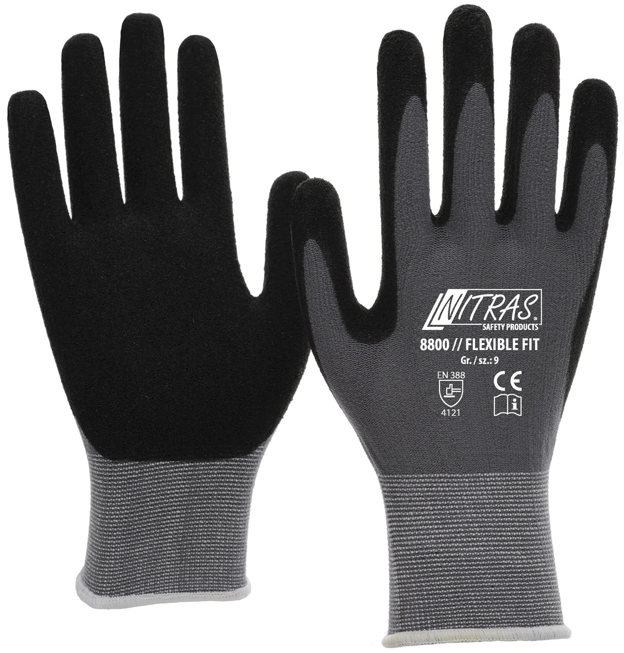 Nitras Safety Nitras Feinstrickhandschuh Flexible Passform Handschuhgröße 11 Strick Grau SW Flexible Passform