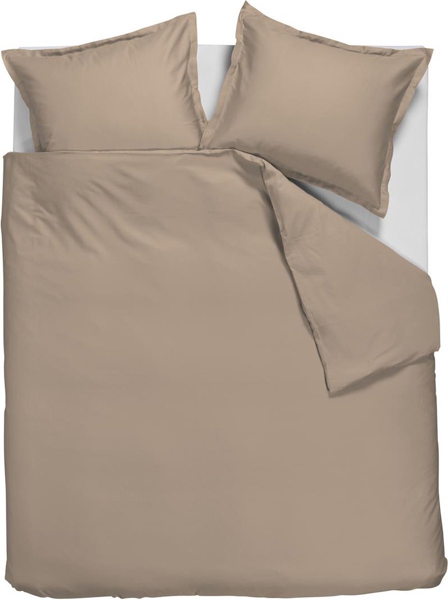 Ambiante satin uni dekbedovertrek - tweepersoons - 200x200 220 cm - taupe
