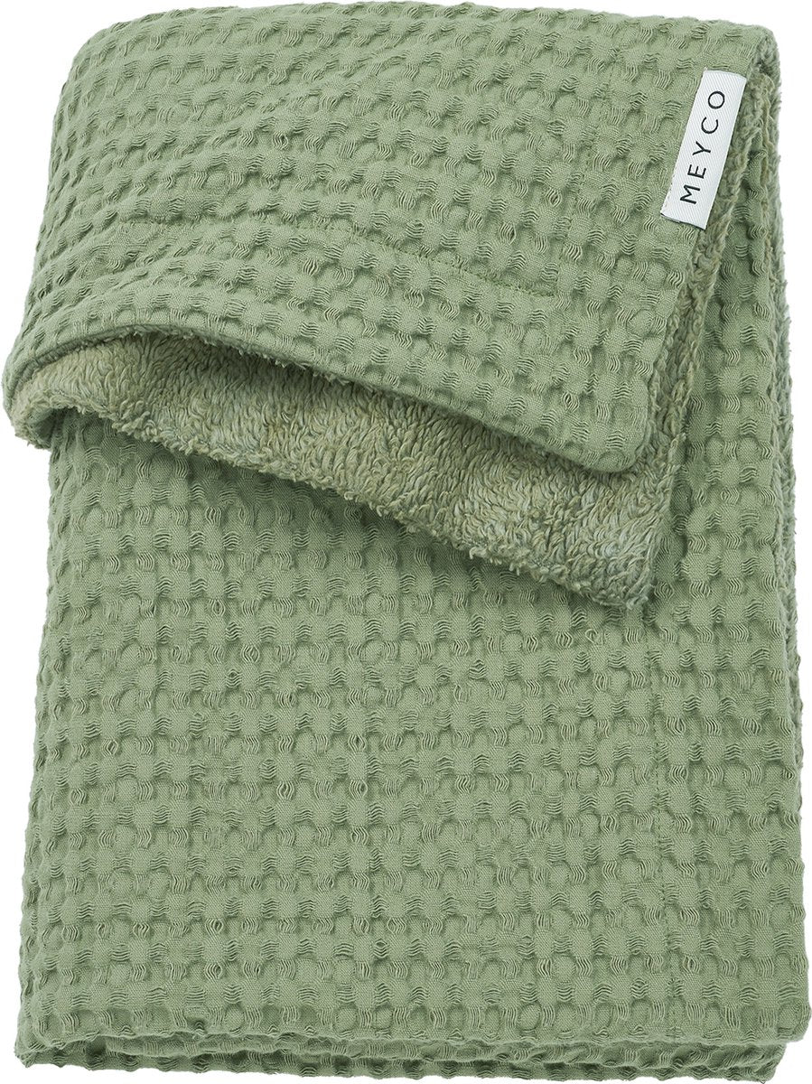 Meyco Baby Waffel-Teddy-Kinderbettdecke – Olivgrün – 75 x 100 cm – 2,0 Tog