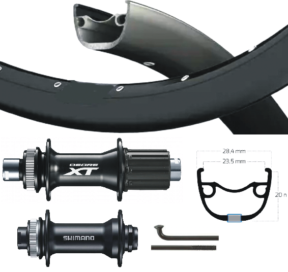 Shimano XT Alivio Laufradsatz 28 29 Zoll Kassette 8-11 Gang Steckachse schwarz