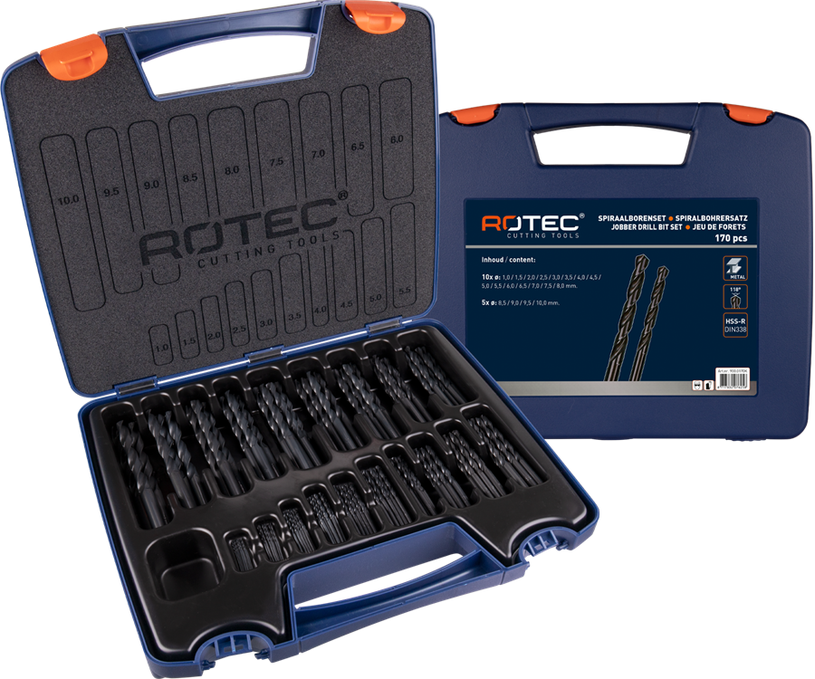 Rotec Spiralbohrer-Set 1-10x0,5mm HSS 170-teilig