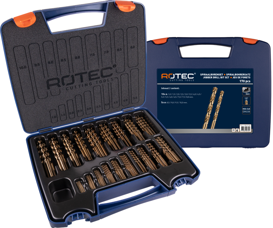 Rotec Spiralbohrer-Set 1-10x0,5mm HSS-E 170-teilig