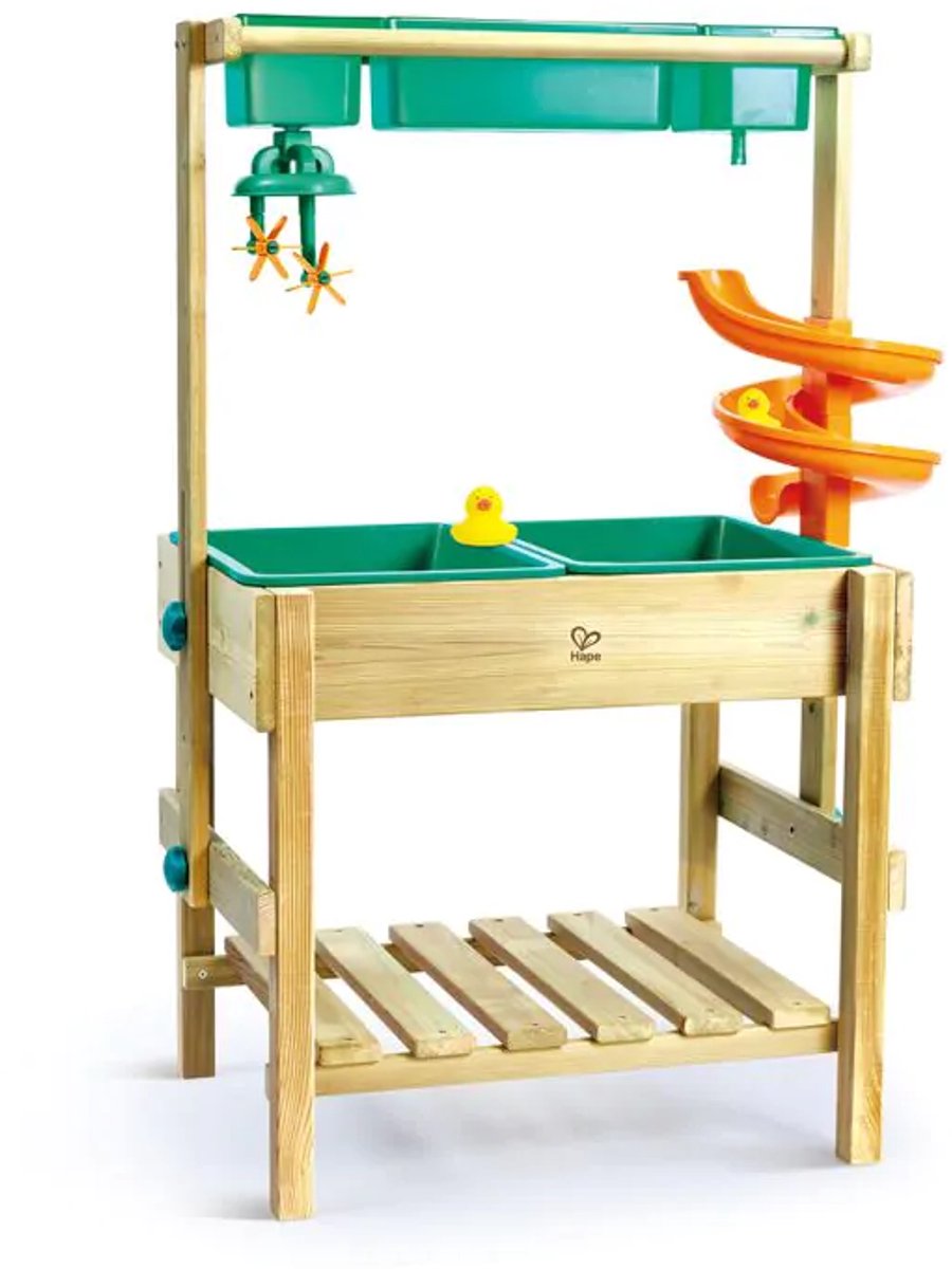 Hape outdoor zand-, modder- en waterspeeltafel e5600 - verstelbaar, fsc-hout, vanaf 3 jaar
