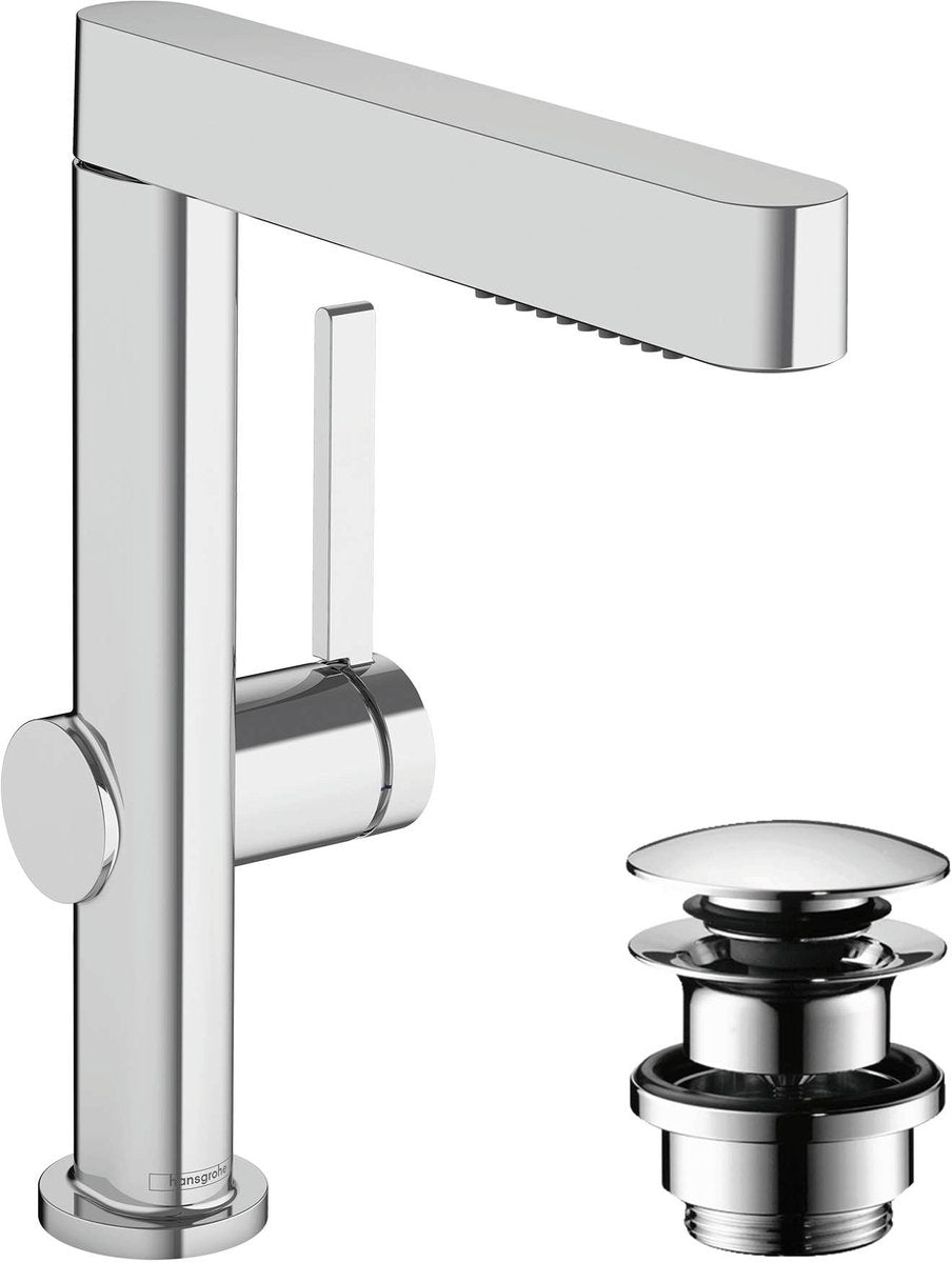 Hansgrohe Finoris – Waschtischarmatur – mit Ablaufstopfen – 230 mm – ausziehbare Handbrause – 2 Strahlfunktionen – Chrom