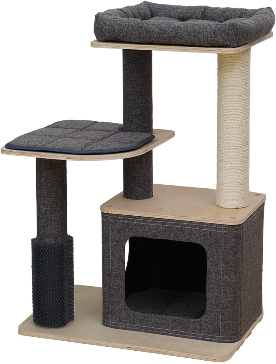 Ebi Kratzbaum Tapei Leinenstoff grau 58 x 38 x 84 cm – Katze