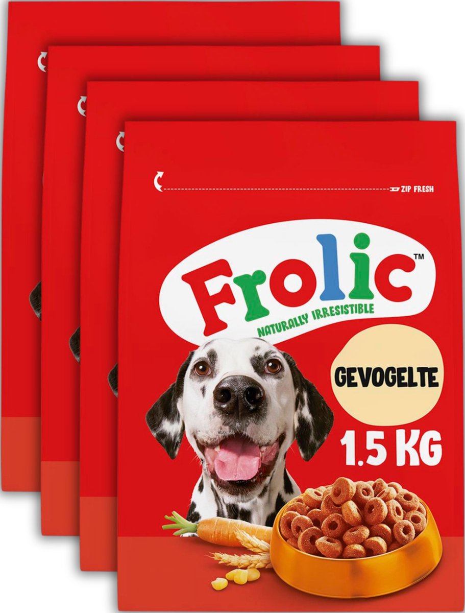 Frolic Hundefutter – komplettes Trockenfutter – Geflügel – 4 x 1,5 kg