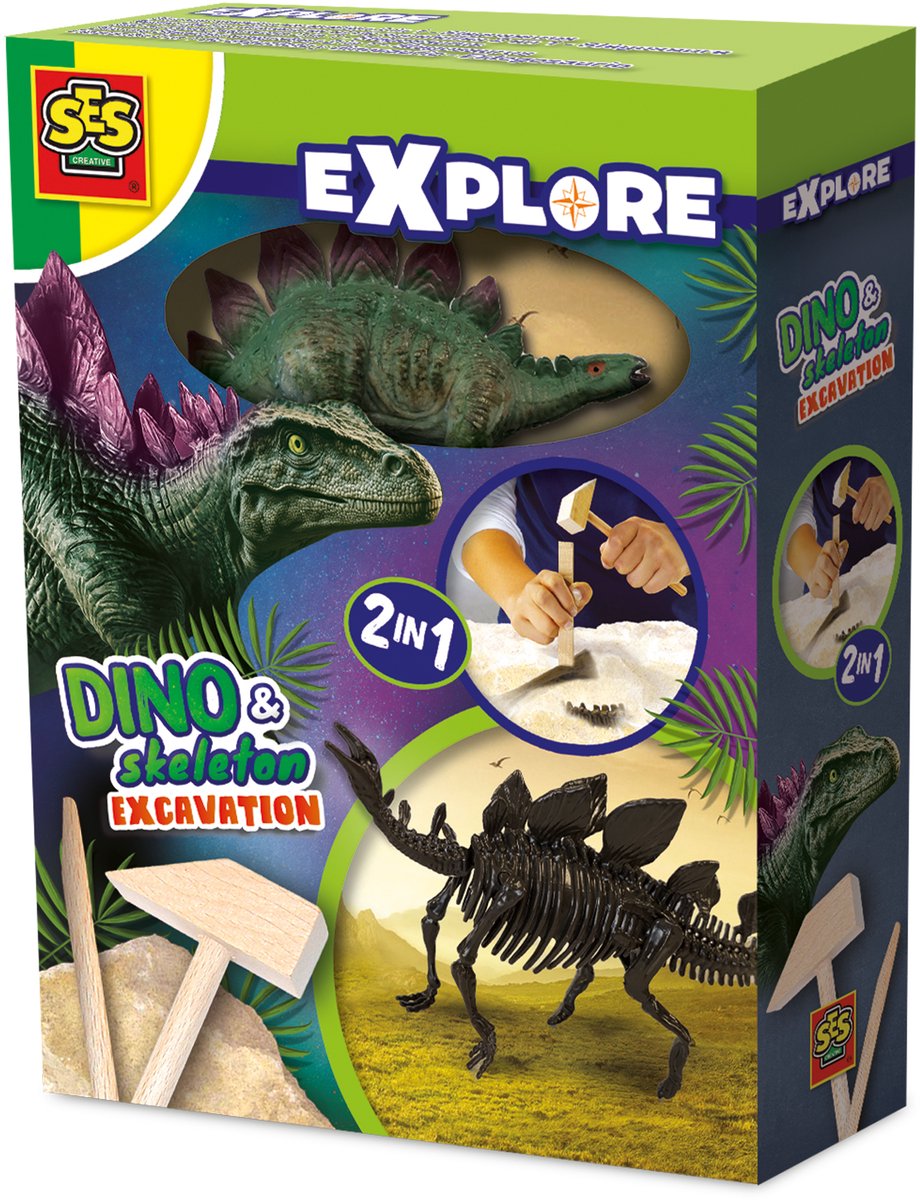 SES erforschen Dino und Skelett 2in1-Stegosaurus ausgegraben