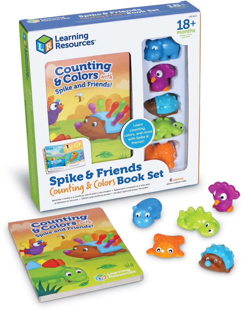 Lernressourcen, pädagogisches Buch „Spike und Freunde“ zum Ausmalen und Zählen aus Pappe. - 3+