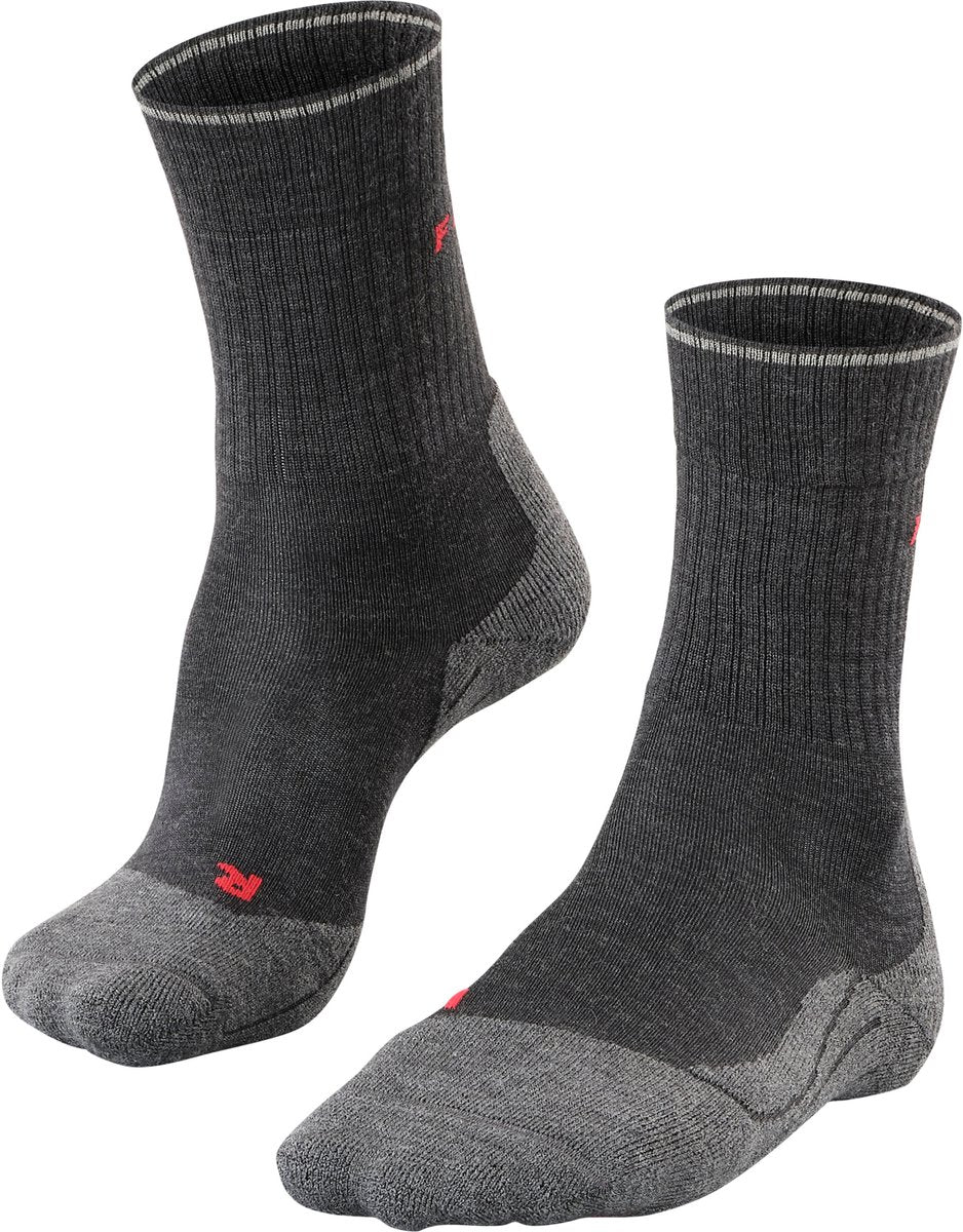 Falke TK2 Explore Wool Silk Medium Wattierung Wolle Funktionsmaterial Wandersocken Damen Grau – Größe 35-36