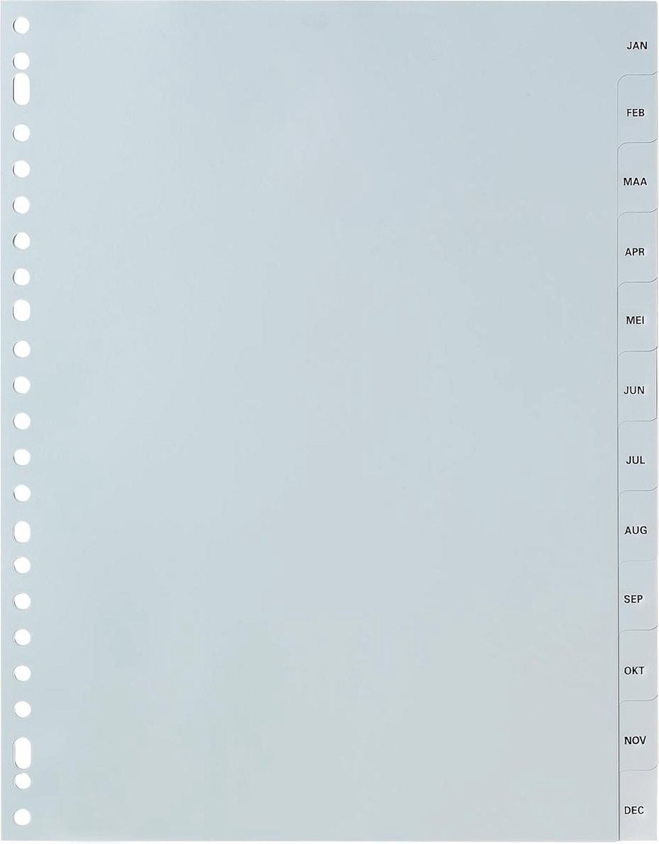 Pergamie-Registerblätter, ft A4, 23 Lochung, graue Seiten, Januar-Dezember