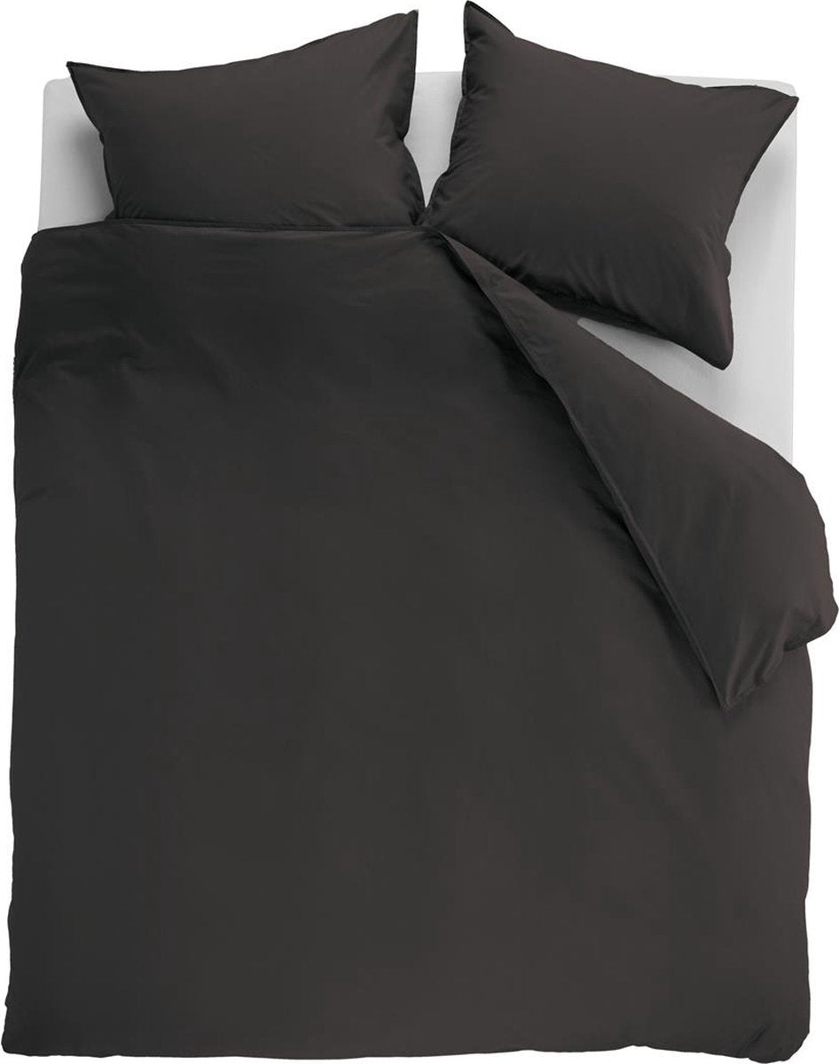Ambiante cotton uni dekbedovertrek - effen - lits-jumeaux - 240x200 220 cm - antraciet