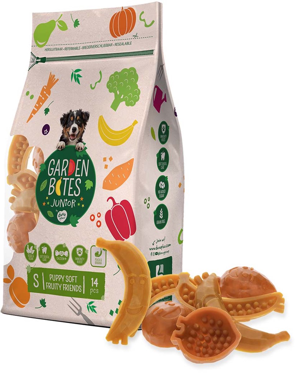 Garden Bites duvoplus – weiche, fruchtige Hundesnacks für Hunde – Leckerlis für Hunde – vegetarisch, glutenfrei – Welpe klein, 14 Stück