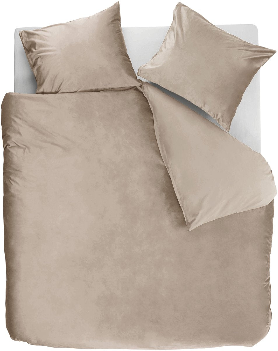 Ambiante velvety dekbedovertrek - tweepersoons - 200 x 200 220 cm - zand