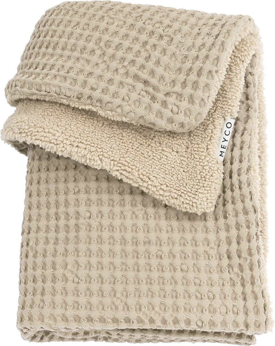 Meyco Baby-Waffle-Teddy-Kinderbettdecke – Sand – 75 x 100 cm – 2,0 Tog