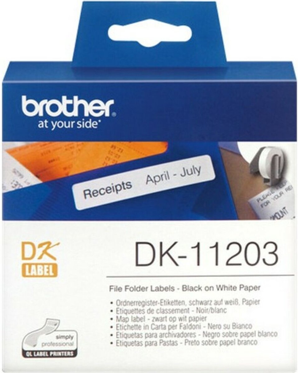 Brother dk-11203 gestanztes Etikett: 87 x 17 mm – Ordneretikett – weiß (Rolle mit 300 Etiketten)