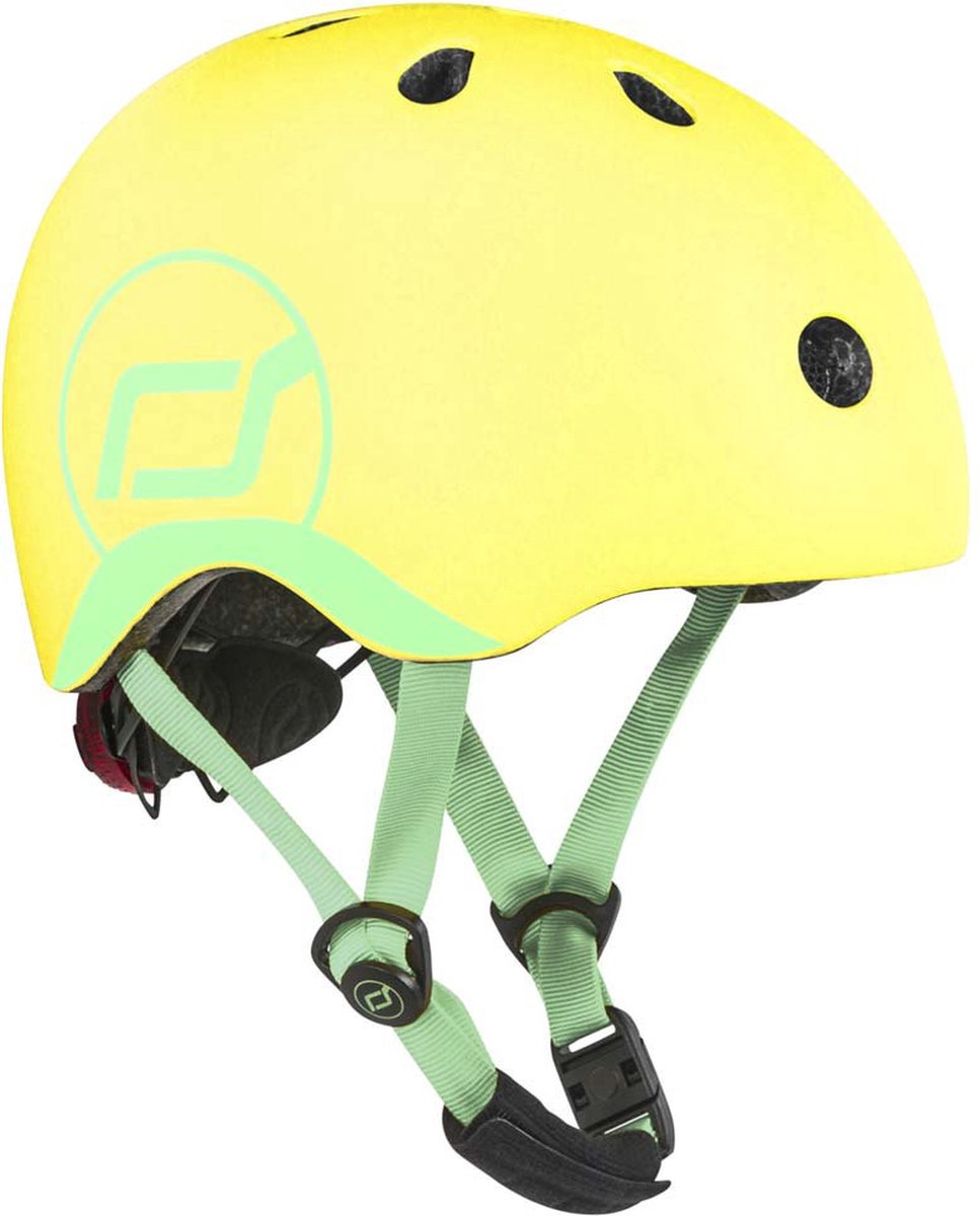 Scoot Ride Helm – Kinderhelm – XS 45–51 cm – LED-Rücklicht – Magnetverschluss – verstellbar – Zitrone
