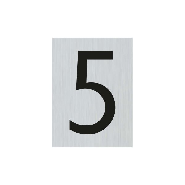 Aluminiumschild Nummer 5 - 44x60 mm selbstklebend.