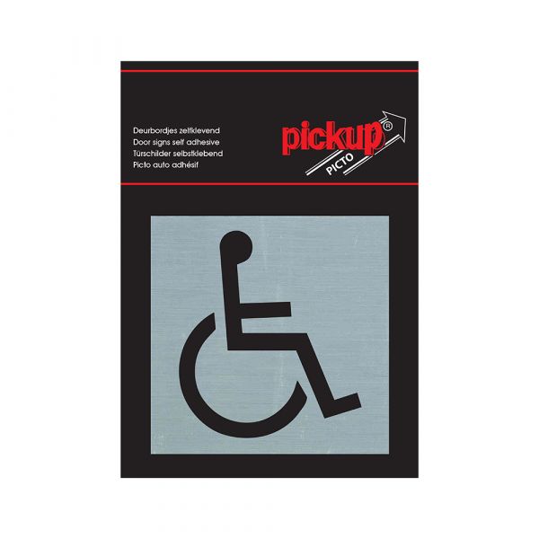 Für Rollstuhlfahrer zugängliche Aluminiumplatte - 80x80 mm selbstklebend.