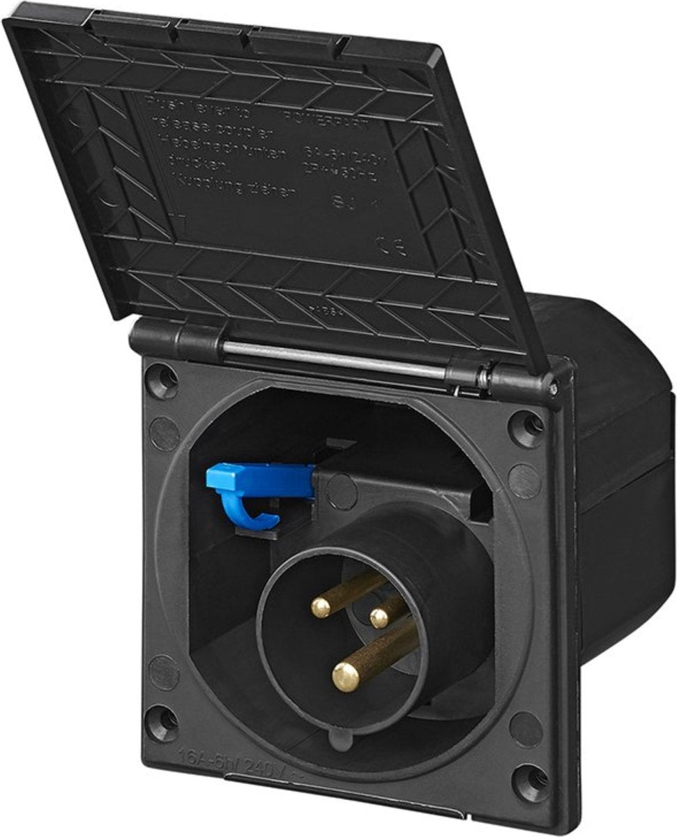 Proplus vierkante wandinvoerdoos - 16a - ip44 - 230v - zwart - afsluitbare deksel