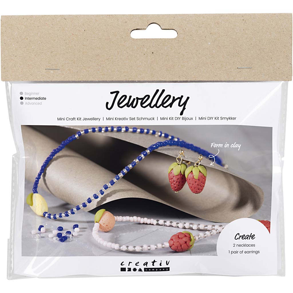 Creativ Company Mini-Hobby-Set Schmuck, Halskette und Ohrringe, Königsblau, 1 Box